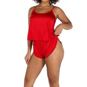 NEW ROMA CONFIDENTIAL soft satin tulip short set in red
